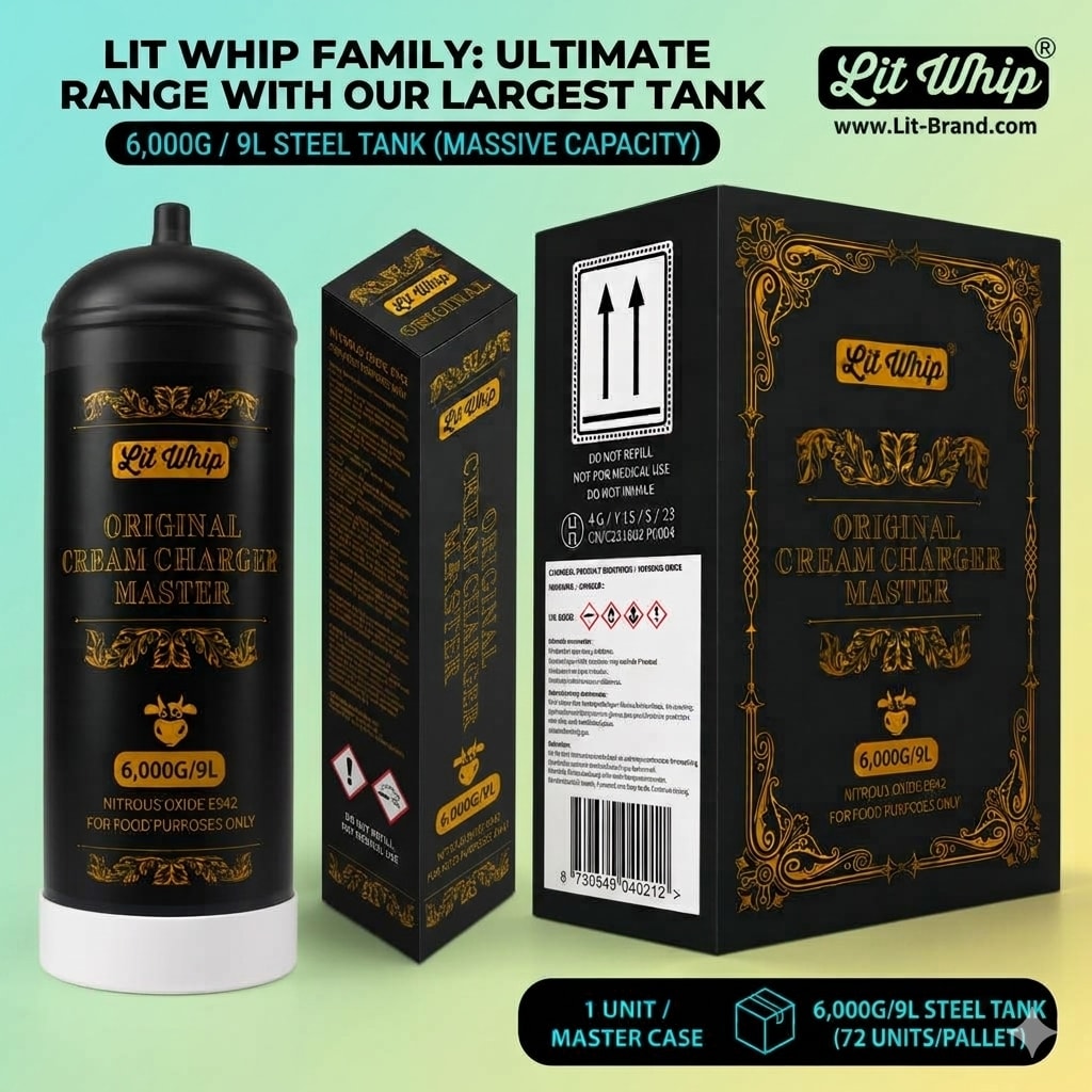 Lit Whip Cream Master Tank 9L 6000g steel tank — Original, one unit per master case